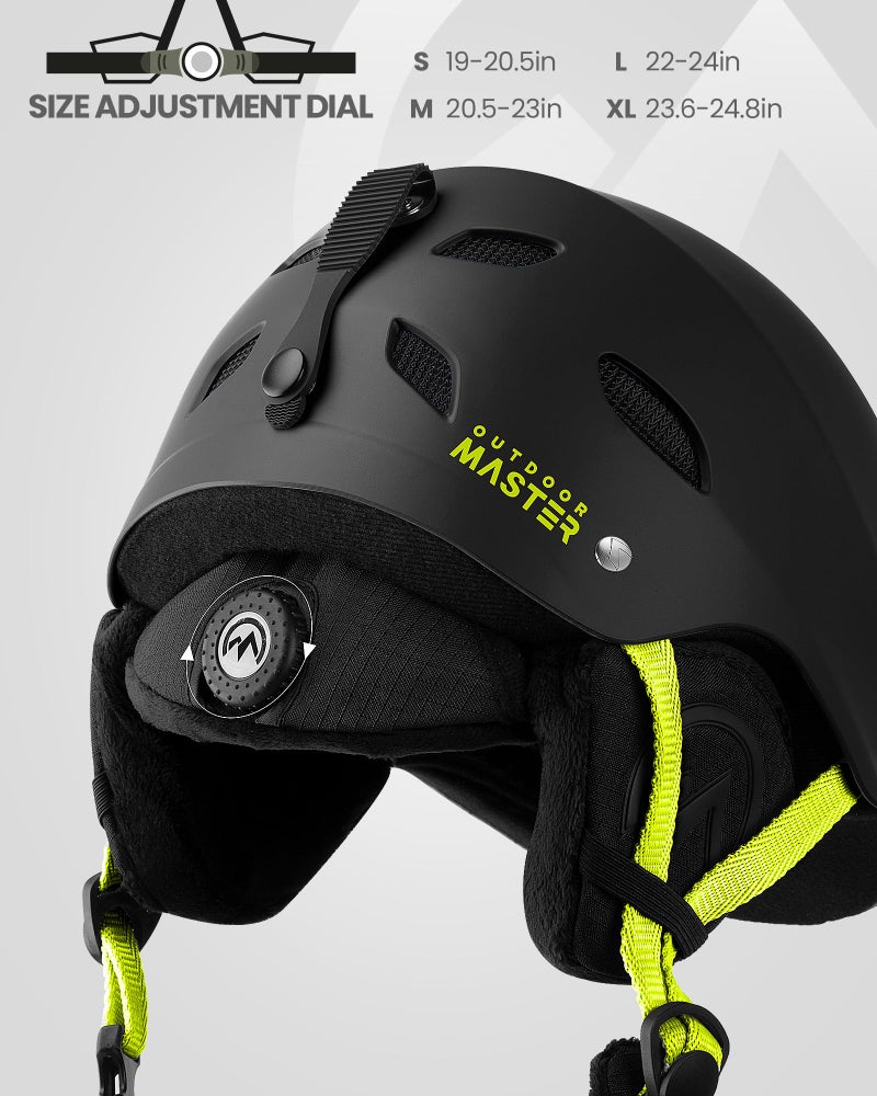 OutdoorMaster Kelvin Ski Helmet - Snowboard Helmet for Men, Women & Youth (Black+Lemon,M) - Image 2